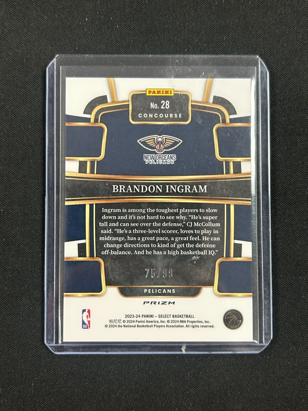 2023 Panini Select Concourse Purple Cracked Ice #28 Brandon Ingram /99