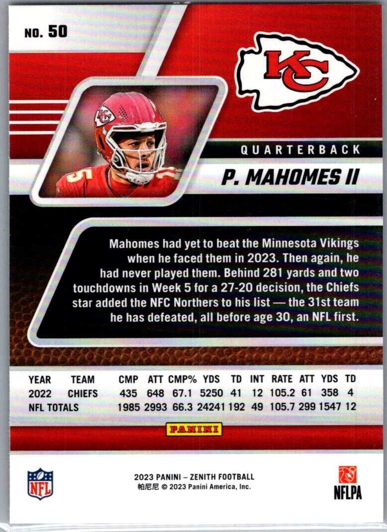 2023 Panini Zenith - #50 Patrick Mahomes II