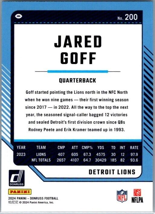 2024 Panini Donruss - #200 Jared Goff