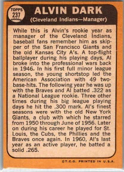 1968 Topps #237 Alvin Dark VG/EX