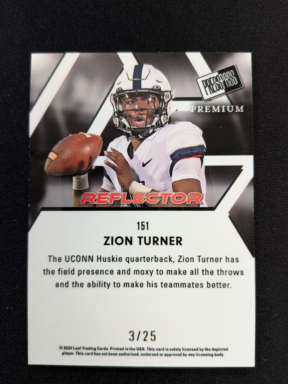 2024Press Pass Premium Blue Reflector Zion Turner #151 /25