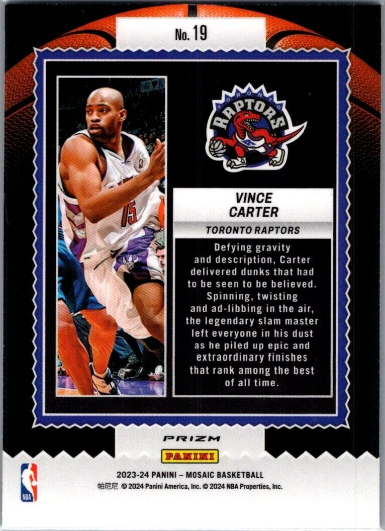 2023-24 Panini Mosaic Vince Carter #19 Green Mosaic Jam Masters