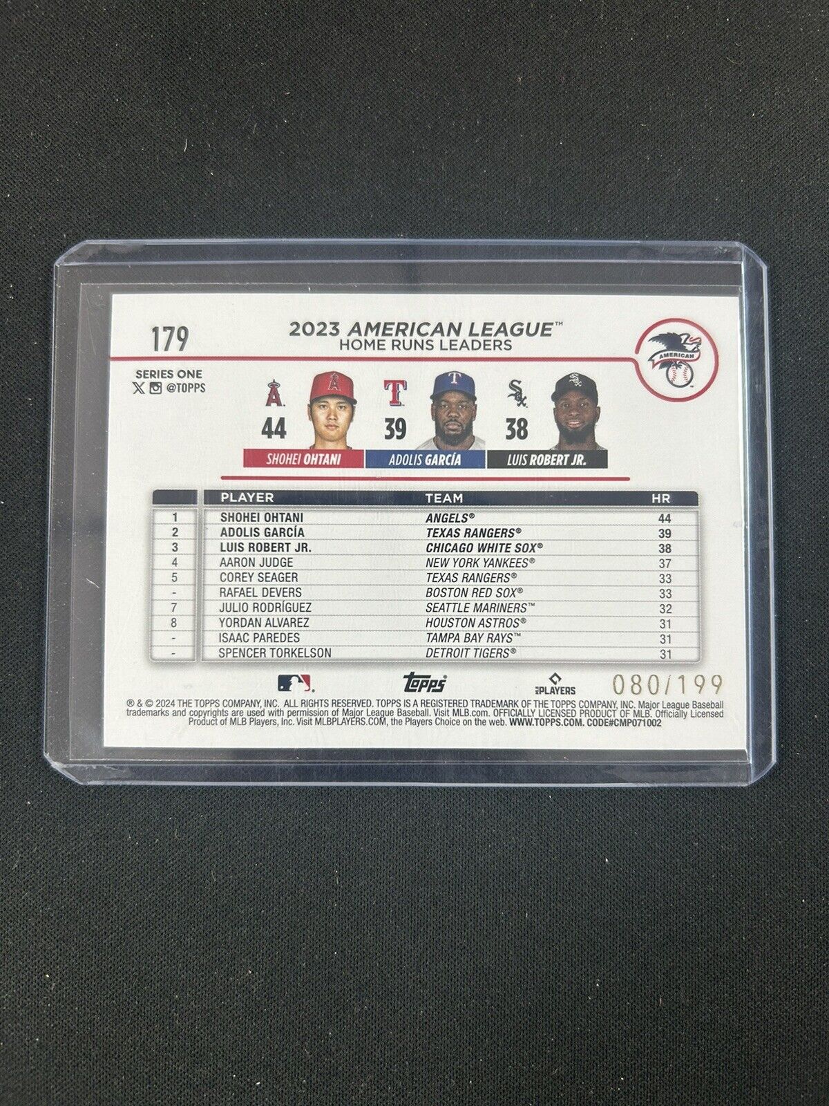 2024 Topps American League Leaders Red Cracked Ice /199