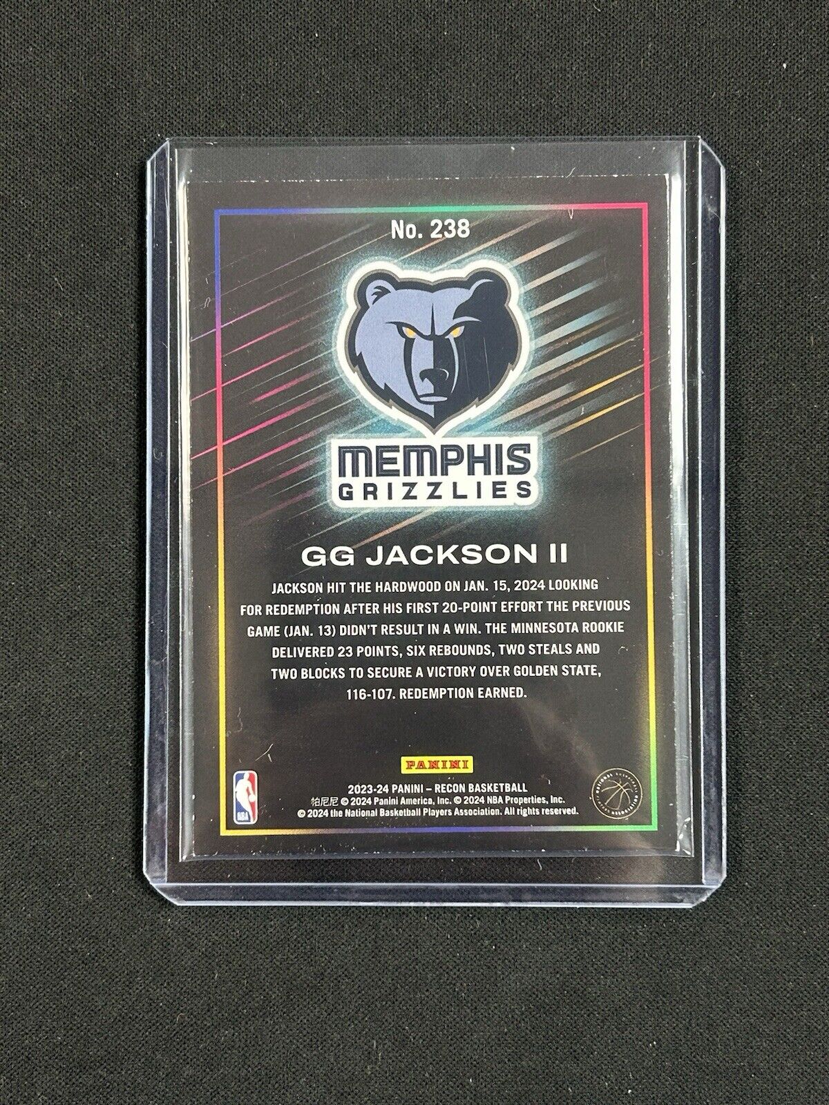 2023 Panini Recon #238 GG Jackson II Rookie Bronze /299 Memphis Grizzlie