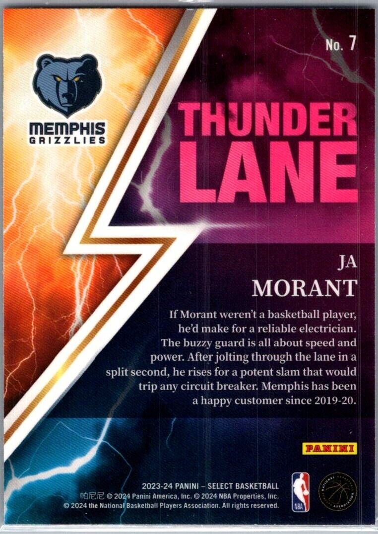 2023-24 Panini Select - Thunder Lane #7 Ja Morant