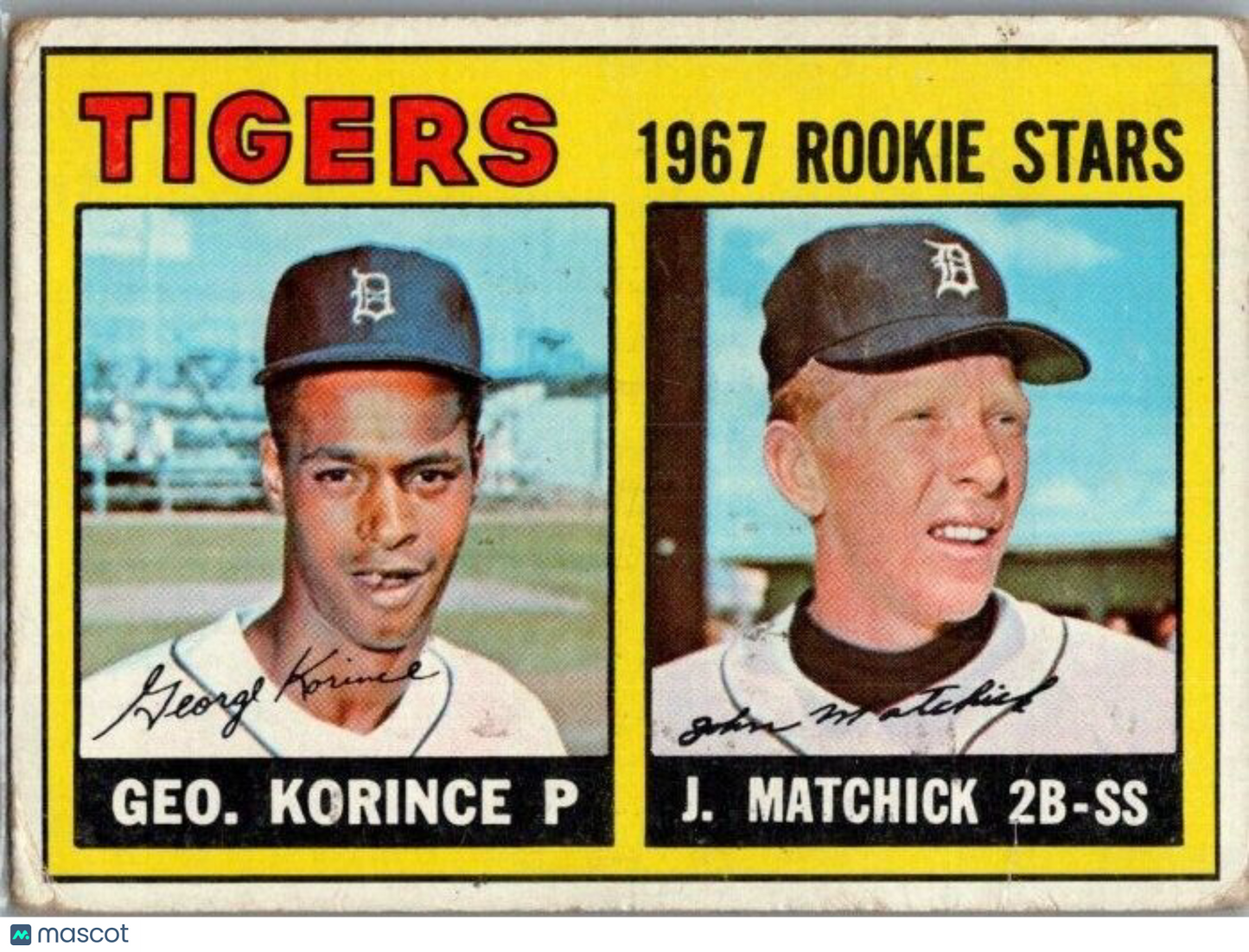 1967 Topps - #72 Tom Matchick, George Korince, James Brown (RC)