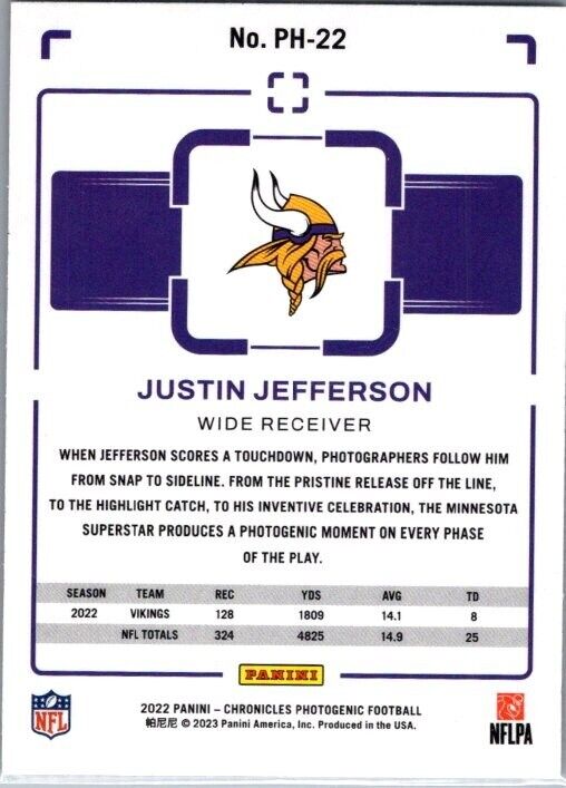 2022 Panini Chronicles - Photogenic #PH-22 Justin Jefferson