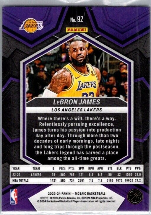 2023-24 Panini Mosaic LeBron James #92