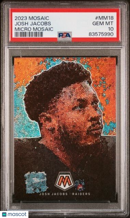 2023 Panini Mosaic Micro Mosaic #MM18 Josh Jacobs PSA GEM MT 10