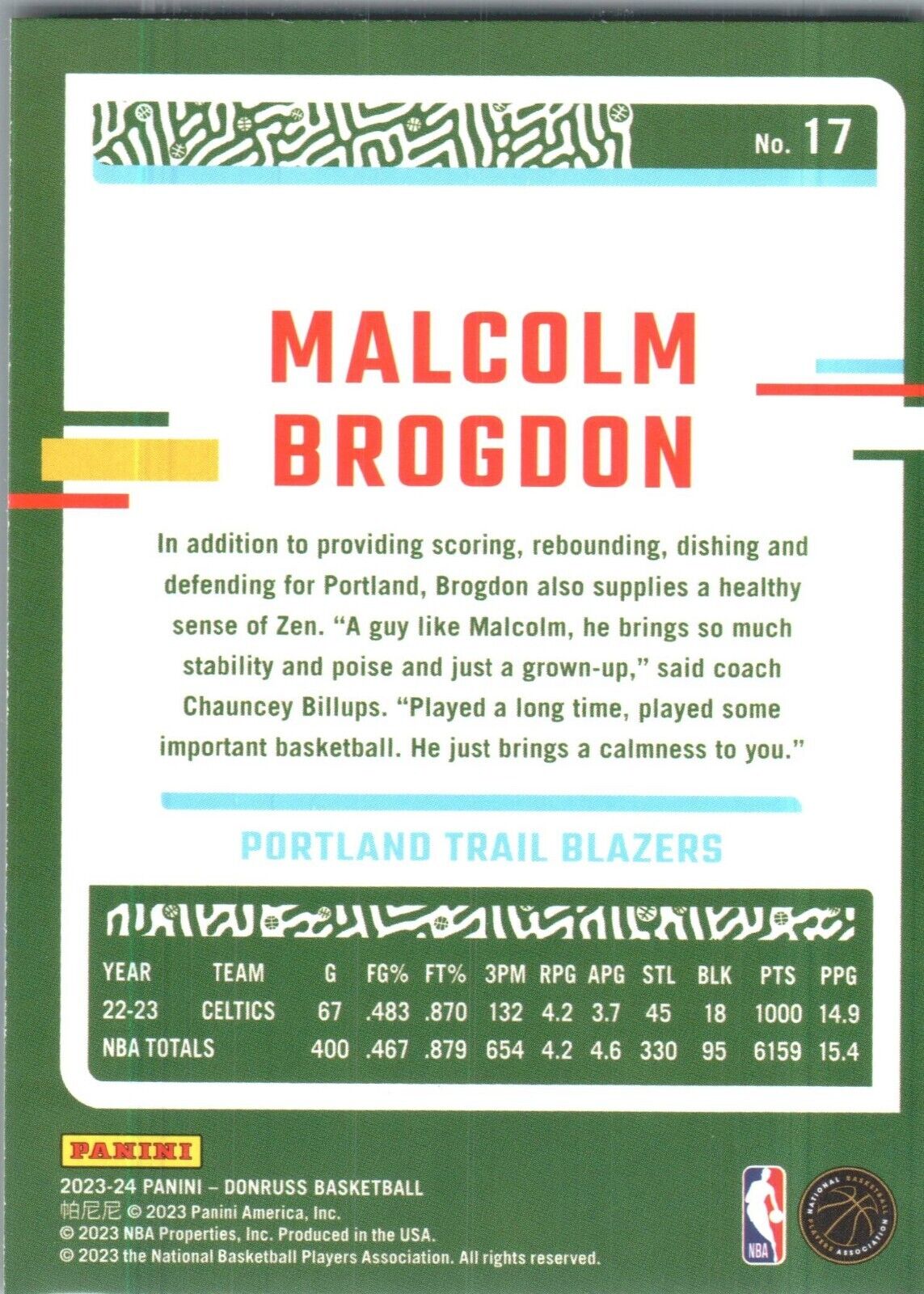 2023-24 Panini Donruss - #17 Malcolm Brogdon