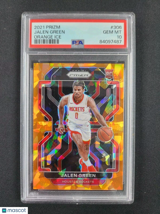 Jalen Green 2021-22 Panini Prizm #306 Orange Ice Rookie RC PSA 10 GEM MINT