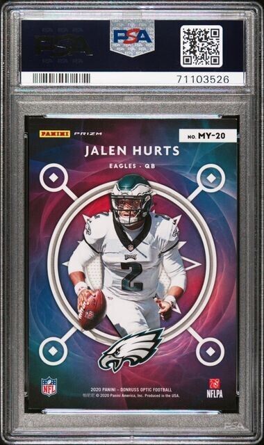 2020 Panini Donruss Optic Mythical #20 Jalen Hurts PSA MINT 9