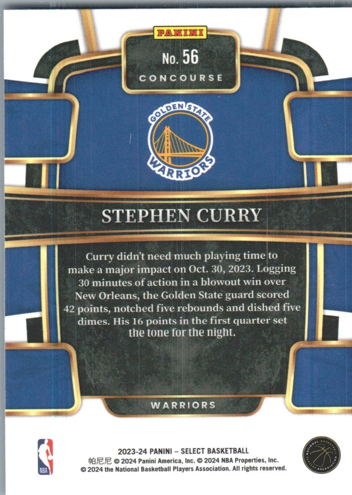 2023-24 Panini Select - Blue Concourse #56 Stephen Curry