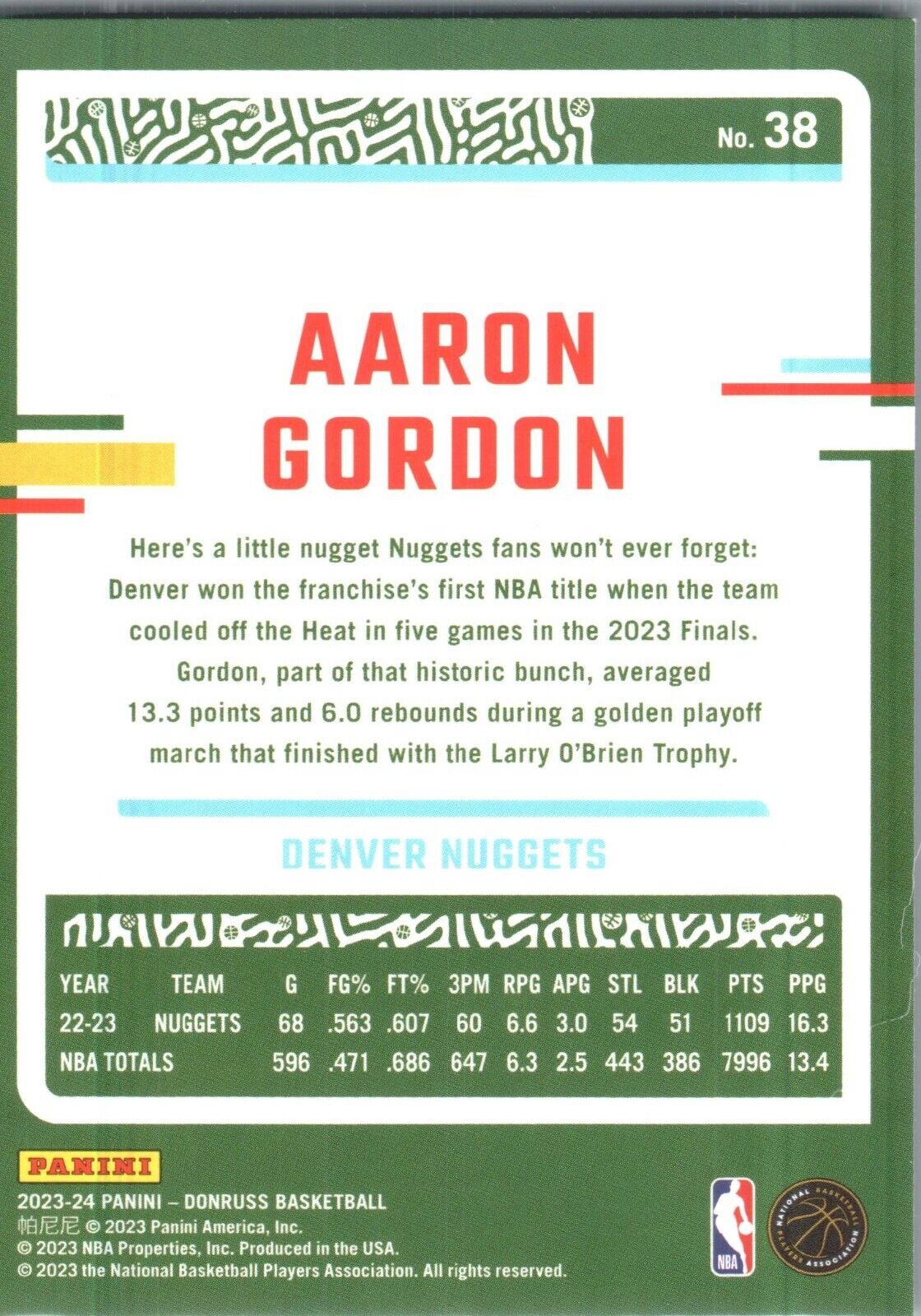 2023-24 Panini Donruss - #38 Aaron Gordon