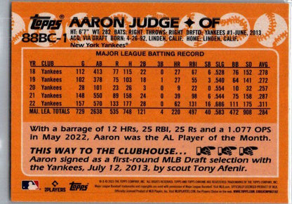 2023 Topps Chrome #88BC-1 Aaron Judge 1988 Topps Baseball 35th Anniversary