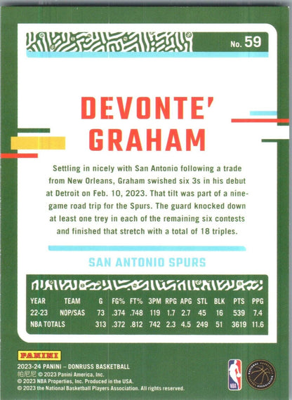 2023-24 Panini Donruss Devonte' Graham #59