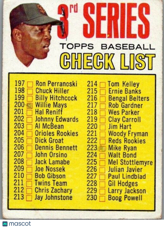 1967 Topps - 214 is Tom Kelley #191 Willie Mays