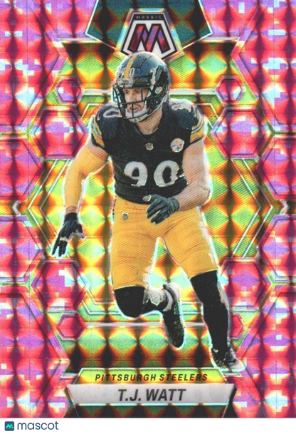 2023 Panini Mosaic #205 T.J. Watt Camo Pink Mosaic