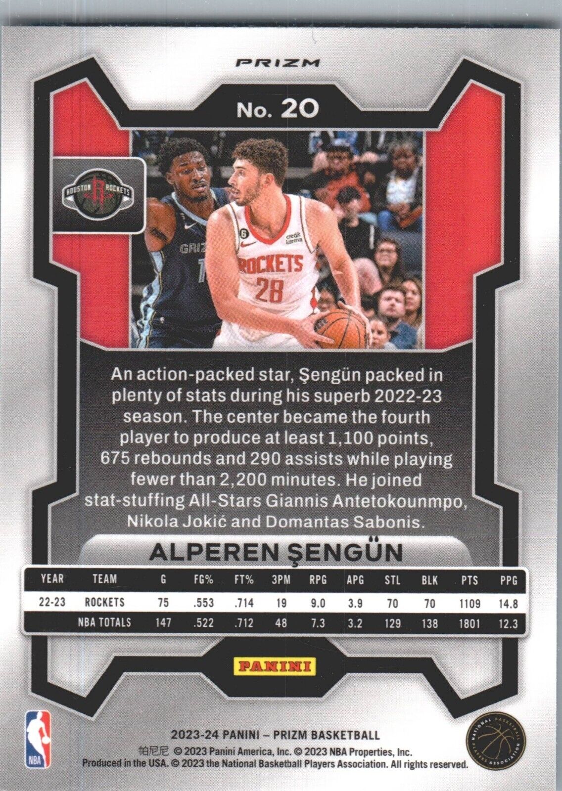 2023-24 Panini Prizm - Ice Prizm #20 Alperen Sengun