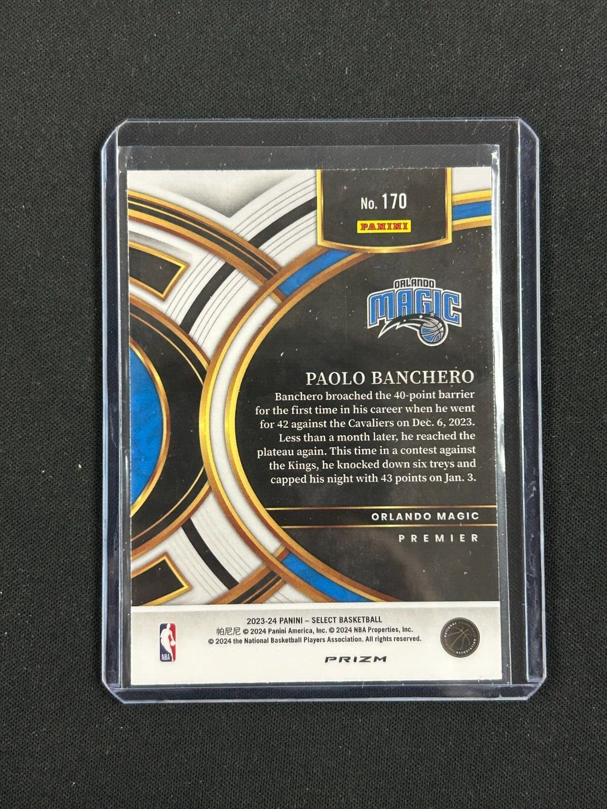 2023-24 Panini Select - Premier Level Tri-Color Prizm #170 Paolo Banchero