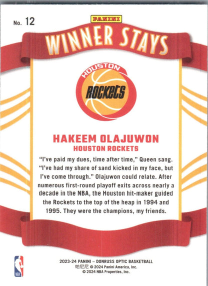 2023-24 Panini Donruss Optic - Winner Stays #12 Hakeem Olajuwon