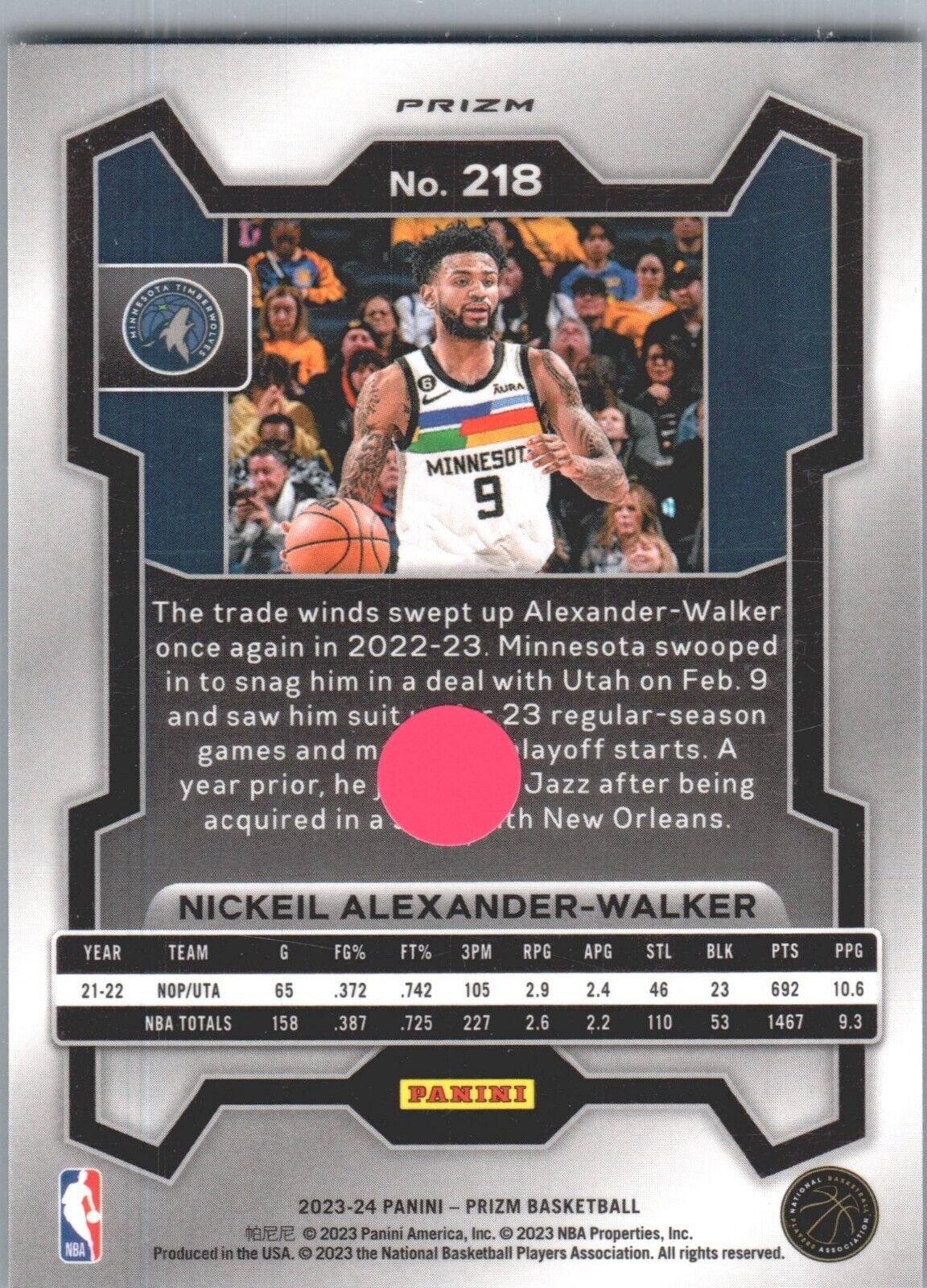 2023-24 Panini Prizm - Ice Prizm #218 Nickeil Alexander-Walker