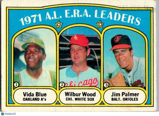 1972 Topps #92 (Vida Blue / Wilbur Wood / Jim Palmer)