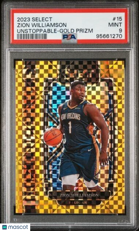 2023 Panini Select Unstoppable Gold Prizm #15 Zion Williamson /10 PSA MINT 9