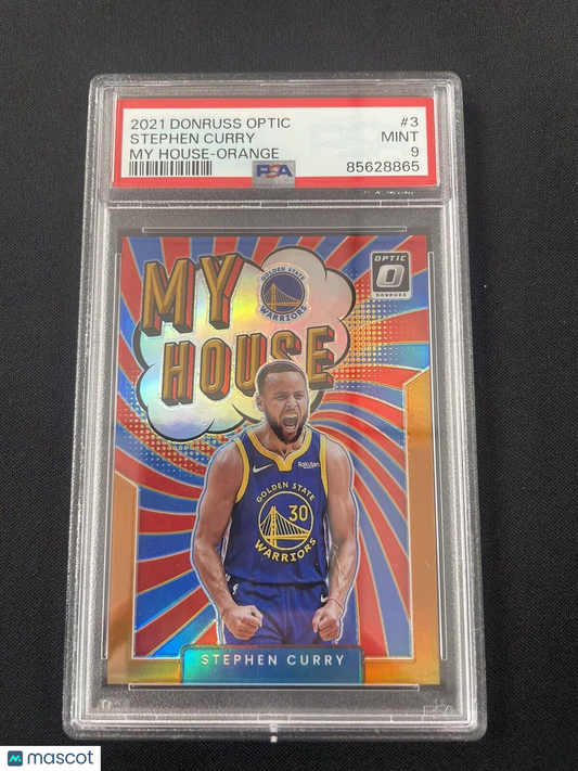 Stephen Curry 2021-22 Donruss Optic #3 My House Orange PSA 9 Warriors /39