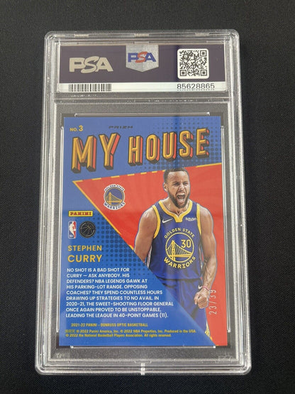 Stephen Curry 2021-22 Donruss Optic #3 My House Orange PSA 9 Warriors /39