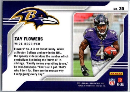 2023 Panini Zenith - Behind The Numbers #30 Zay Flowers (RC)