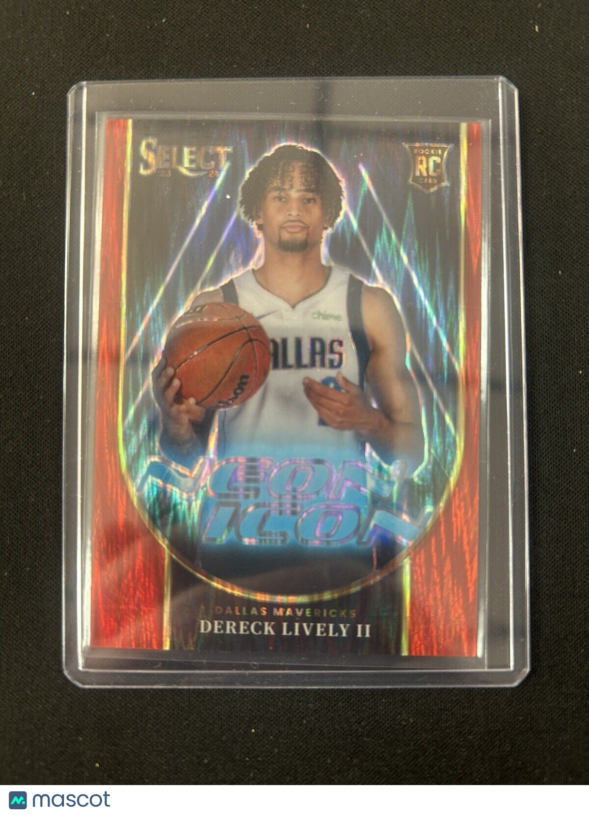 2023-24 Panini Select #16 Dereck Lively II  RC Neon Icon Red Flash Prizm 16/99