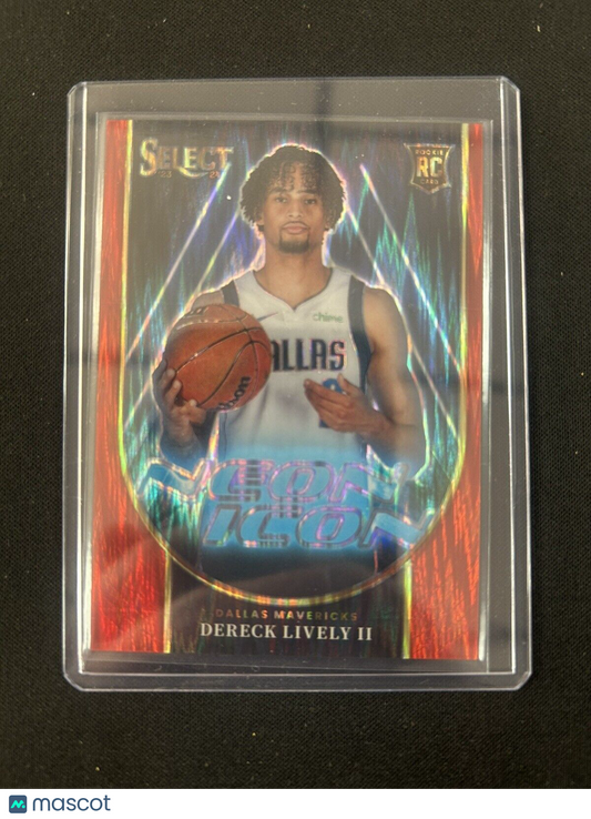 2023-24 Panini Select #16 Dereck Lively II  RC Neon Icon Red Flash Prizm 16/99