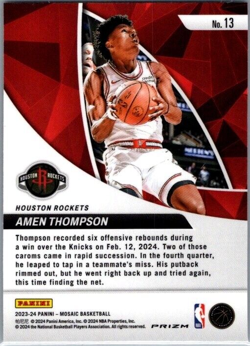 2023-24 Panini Mosaic -  Mosaic Elevate #13 Amen Thompson (RC)