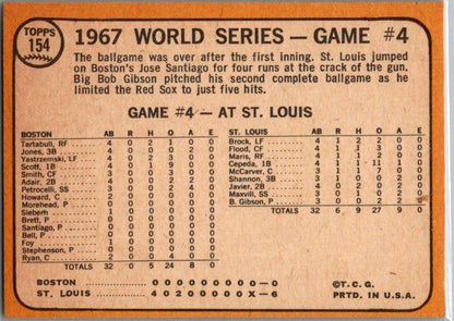 1968 Topps #154 World Series Game #4 - Gibson Hurls Shutout!