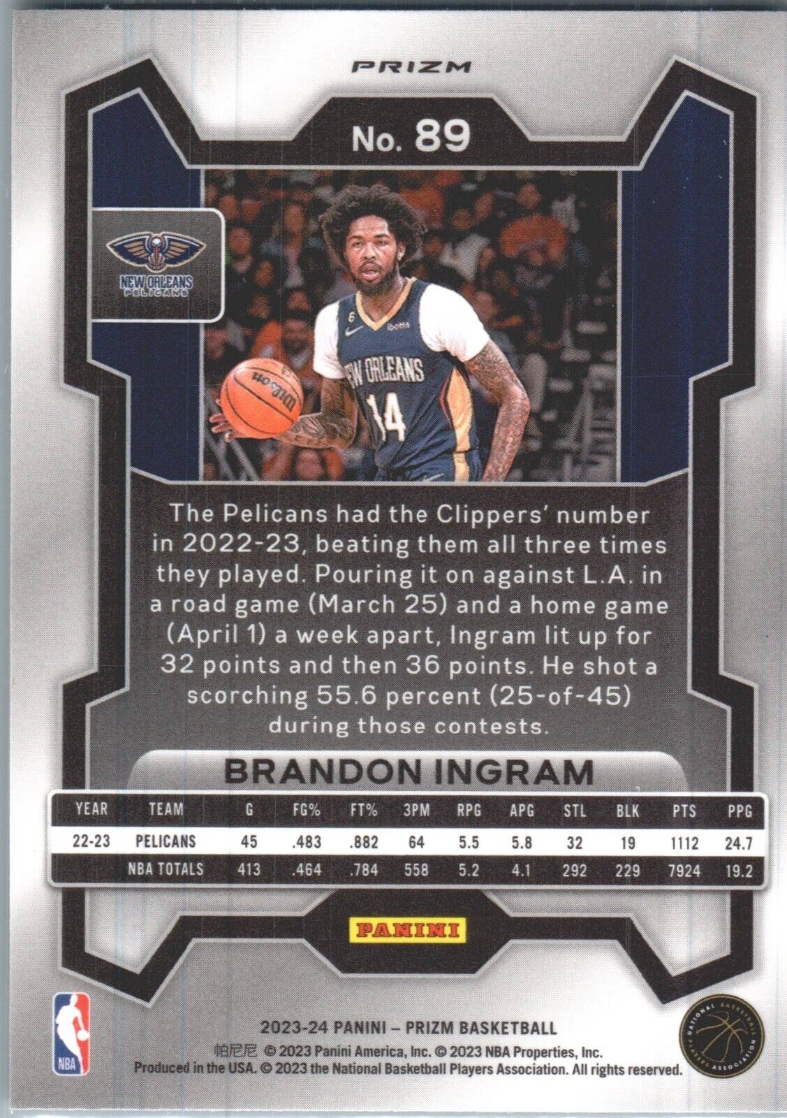 2023-24 Panini Prizm - Green #89 Brandon Ingram