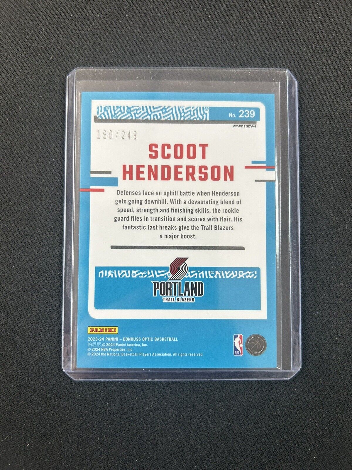 2023-24 PANINI DONRUSS OPTIC Scoot Henderson BLUE WAVE PRIZM RATED ROOKIE /249