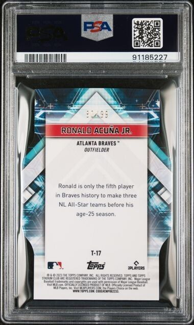 2023 Topps Stadium Club Triumvirates #T17 Ronald Acuna Jr PSA MINT 9