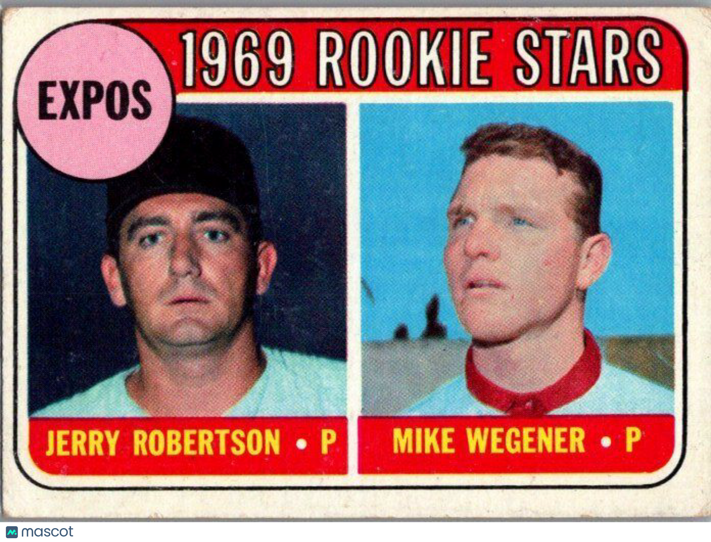 1969 Topps #284 Expos 1969 Rookie Stars (Jerry Robertson / Mike Wegener) RS, RC