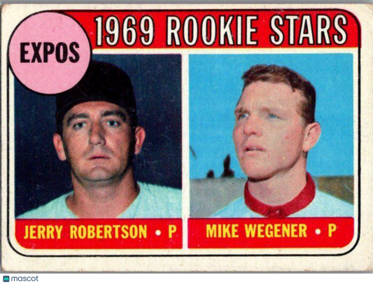 1969 Topps #284 Expos 1969 Rookie Stars (Jerry Robertson / Mike Wegener) RS, RC