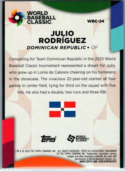 2023 Topps WBC-24 Julio Rodriguez Dominican Republic