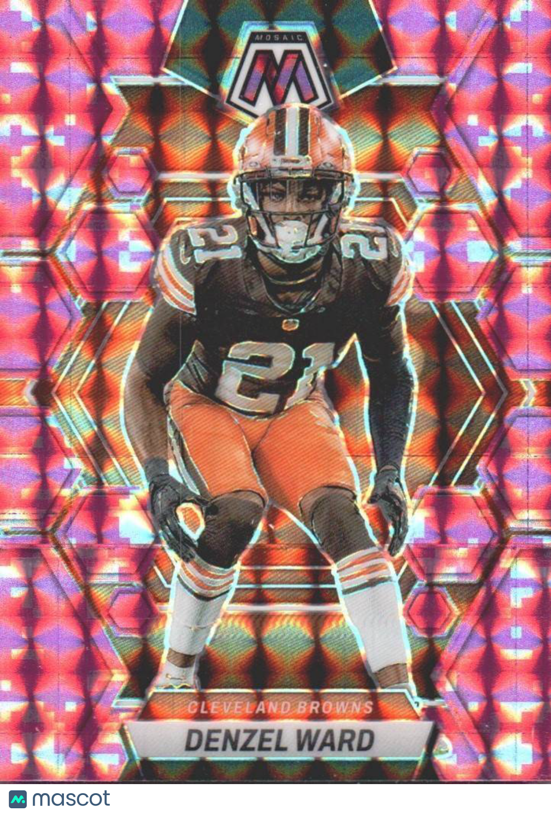 2023 Panini Mosaic #52 Denzel Ward Camo Pink Mosaic