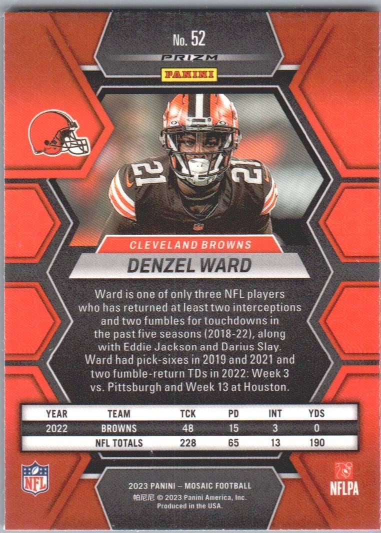 2023 Panini Mosaic #52 Denzel Ward Camo Pink Mosaic