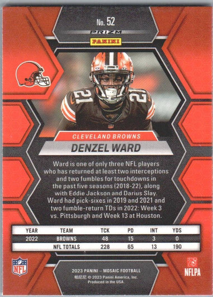 2023 Panini Mosaic #52 Denzel Ward Camo Pink Mosaic