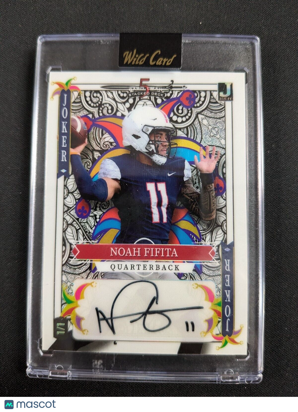 2023 Wild Card 5 Card Draw Stacked Rainbow Foil Board Deck Noah Fifita 1/1 Auto