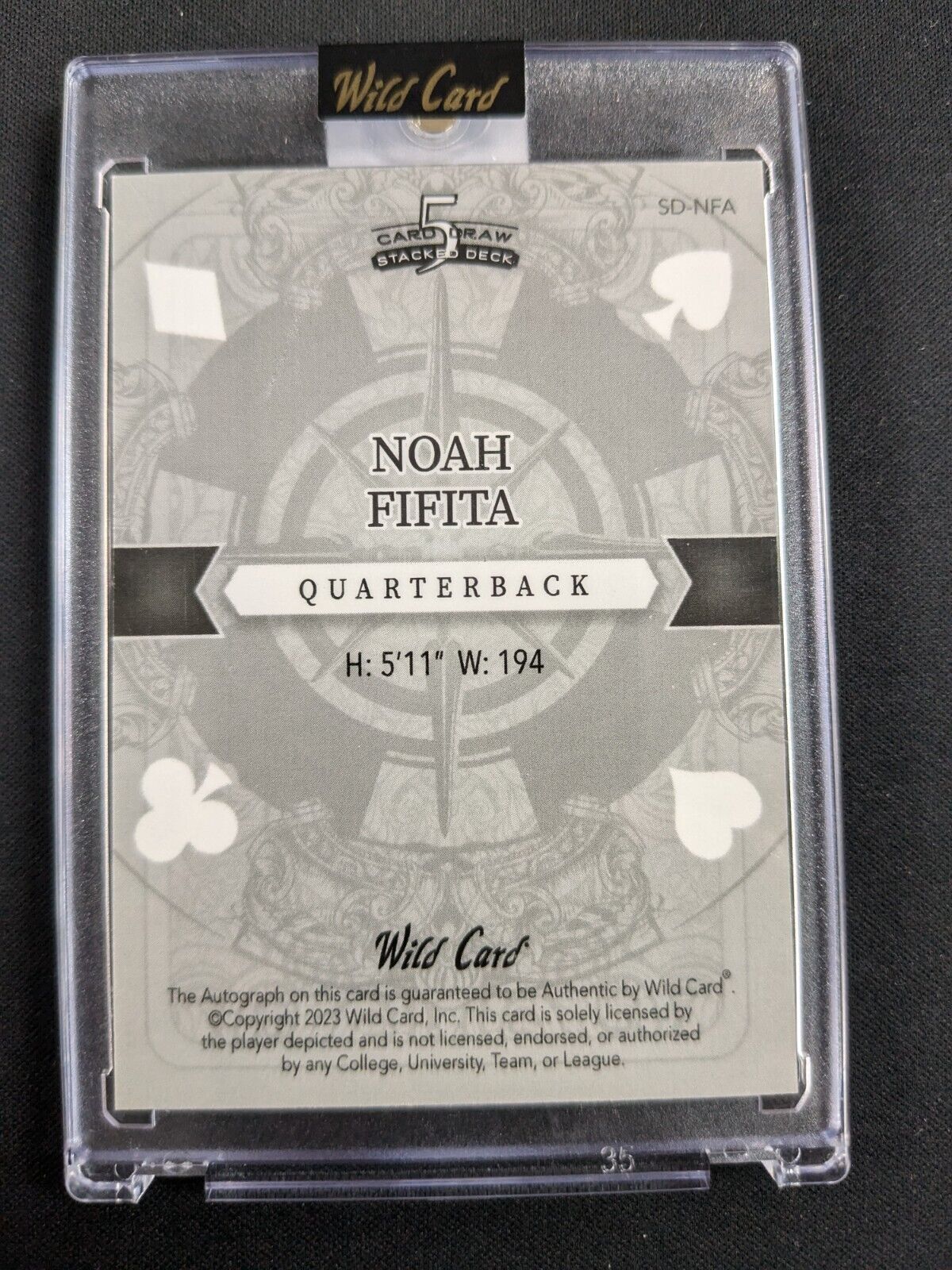 2023 Wild Card 5 Card Draw Stacked Rainbow Foil Board Deck Noah Fifita 1/1 Auto