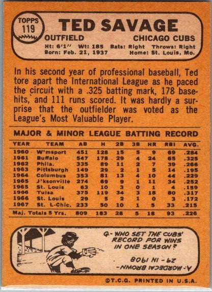 1968 Topps #119 Ted Savage