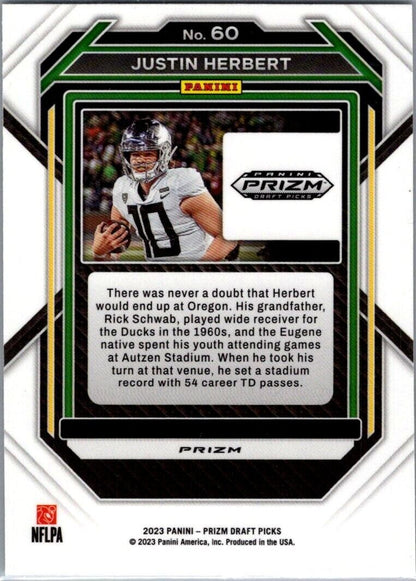 2023 Panini Prizm Draft Picks Silver Prizm- #60 Justin Herbert