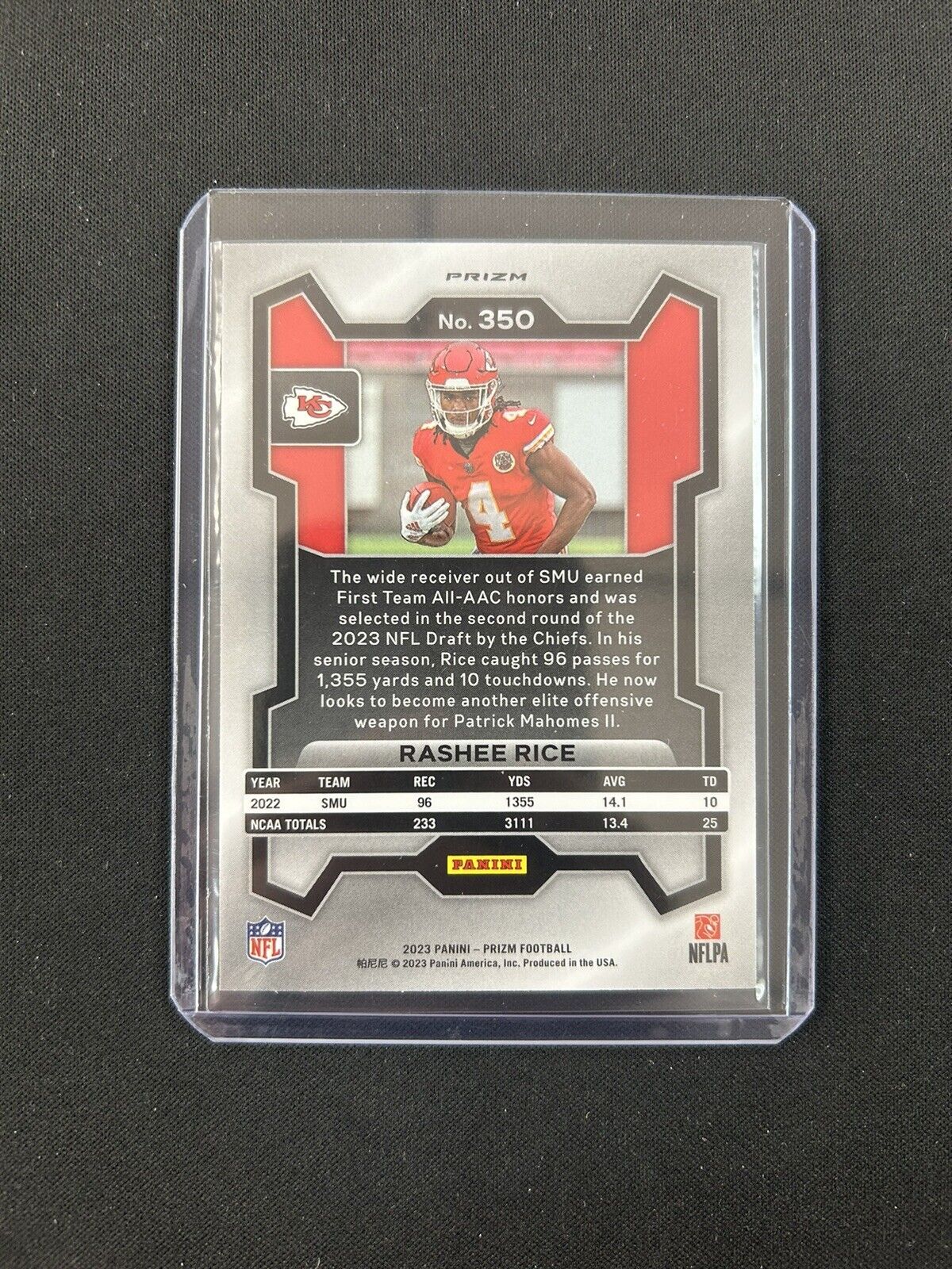 2023 Panini Prizm Rashee Rice RC Orange Lazer Prizm #350 - Kansas City Chiefs