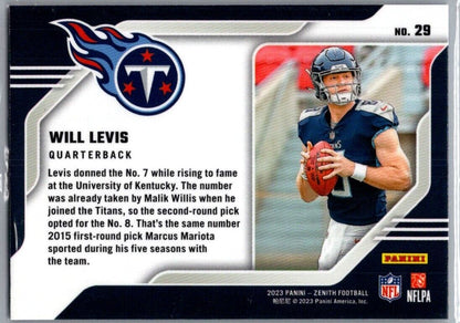 2023 Panini Zenith - Behind The Numbers Red #29 Will Levis (RC)